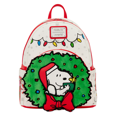 Loungefly Peanuts Snoopy & Woodstock Holiday Plush Wreath Mini Backpack